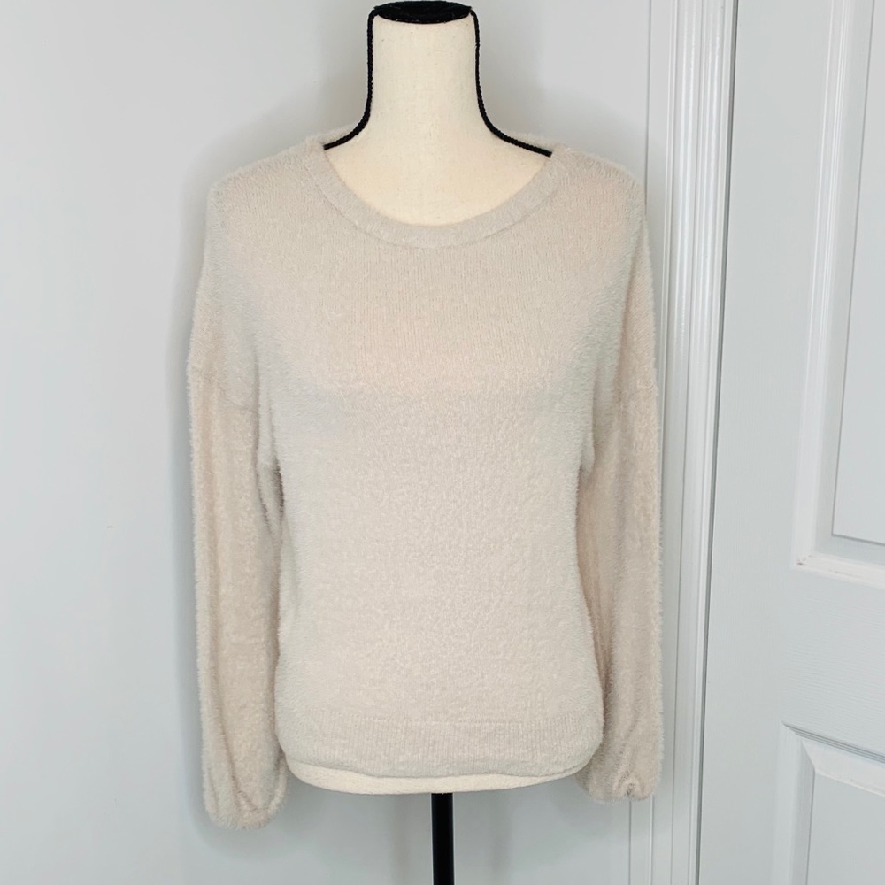 Fuzzy crew neck sweater